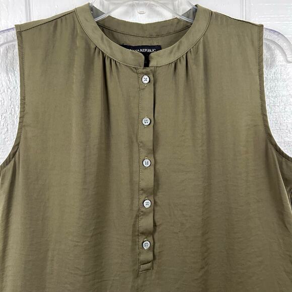 Banana Republic Women Sleeveless Blouse Top Olive Green Witchy Fall Size Small - Picture 3 of 5
